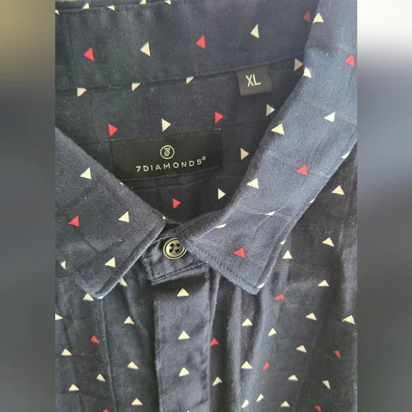 Men's Navy Blue Polka Dot Shirt XL - Picture 3 of 5